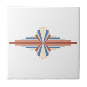 Art deco elements in rose gold,brown & blue ceramic tile