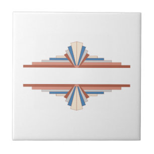 Art deco elements in rose gold,brown & blue ceramic tile