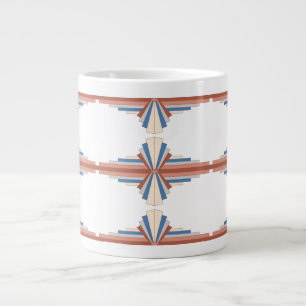 Art deco elements in rose gold,brown & blue large coffee mug