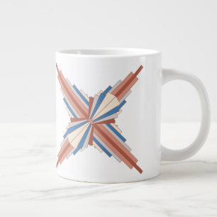 Art deco elements in rose gold,brown & blue large coffee mug