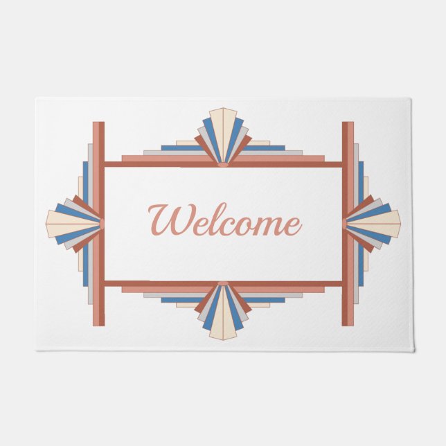 Art deco elements in rose gold, brown & blue mat (Front)