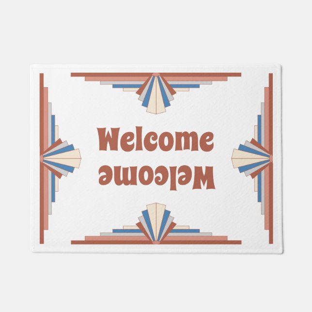 Art deco elements in rose gold, brown & blue mat (Front)