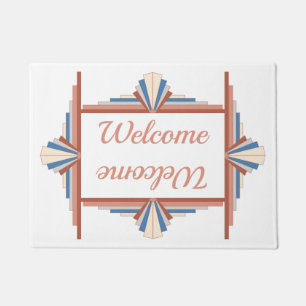 Art deco elements in rose gold, brown & blue mat