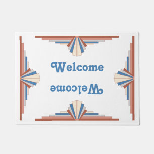 Art deco elements in rose gold, brown & blue mat