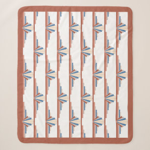 Art deco elements in rose gold,brown & blue sherpa blanket