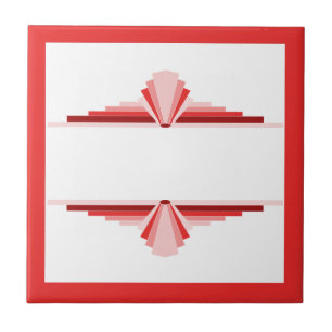 Art deco elements in scarlet & red ceramic tile