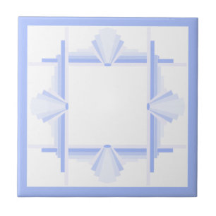 Art deco elements in soft cornflower blue ceramic tile