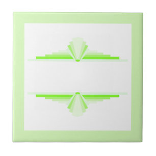 Art deco elements in soft green & lime ceramic tile