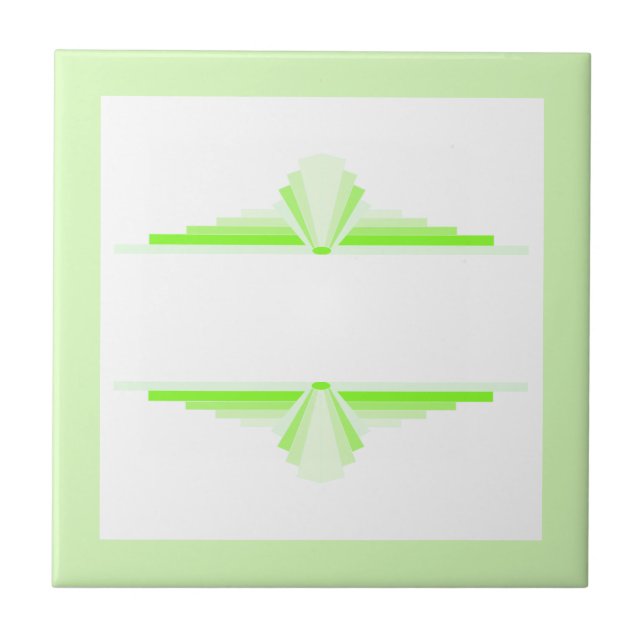 Art deco elements in soft green & lime ceramic tile (Front)