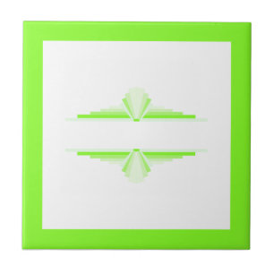 Art deco elements in soft green & lime ceramic tile