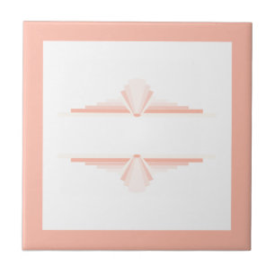 Art deco elements in soft orange & peach ceramic tile
