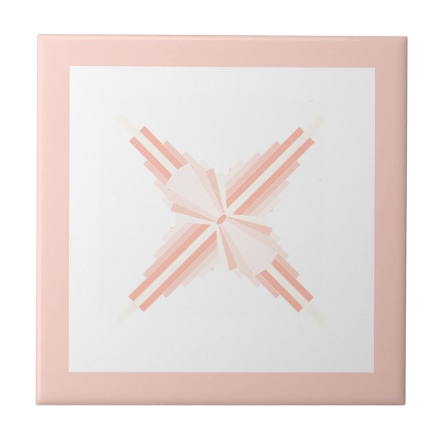 Art deco elements in soft orange & peach ceramic tile (Front)