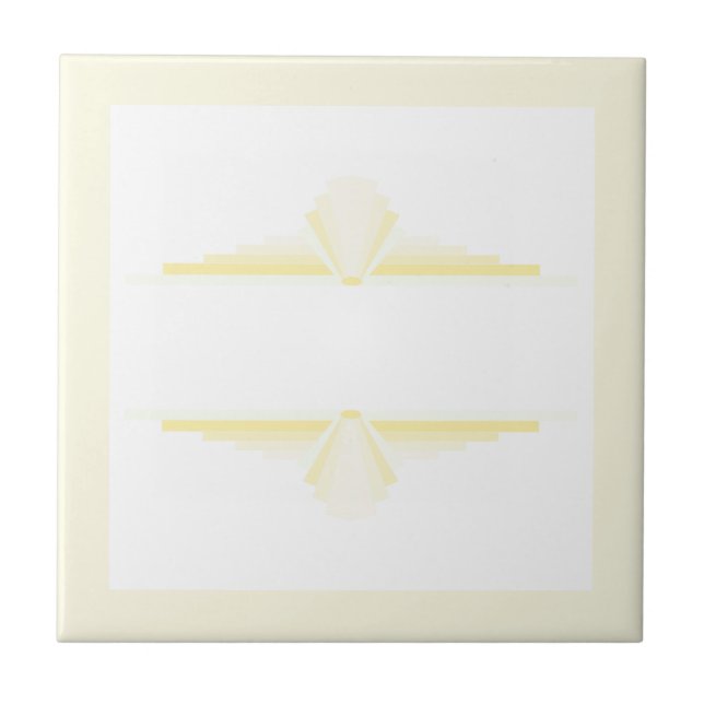 Art deco elements in soft yellow & cream ceramic tile (Front)