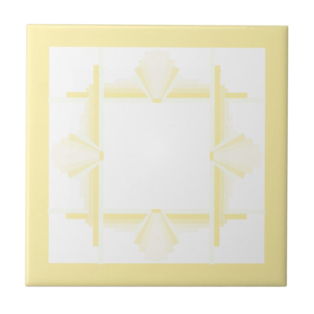 Art deco elements in soft yellow & cream ceramic tile (Front)