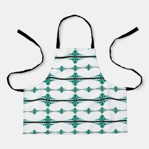 Art deco elements in teal apron