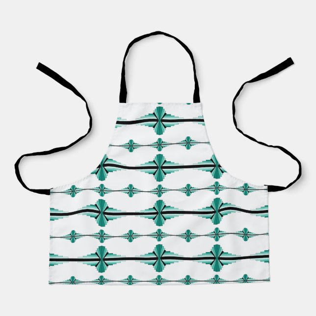 Art deco elements in teal apron (Front)
