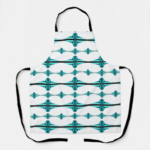 Art deco elements in teal green apron