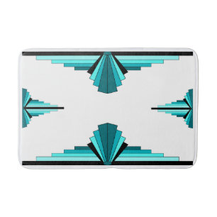 Art deco elements in teal green bath mat