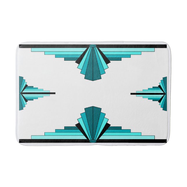 Art deco elements in teal green bath mat (Front)