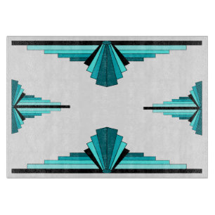 Art deco elements in teal green cutting board