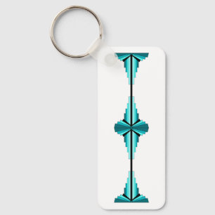 Art deco elements in teal green key ring
