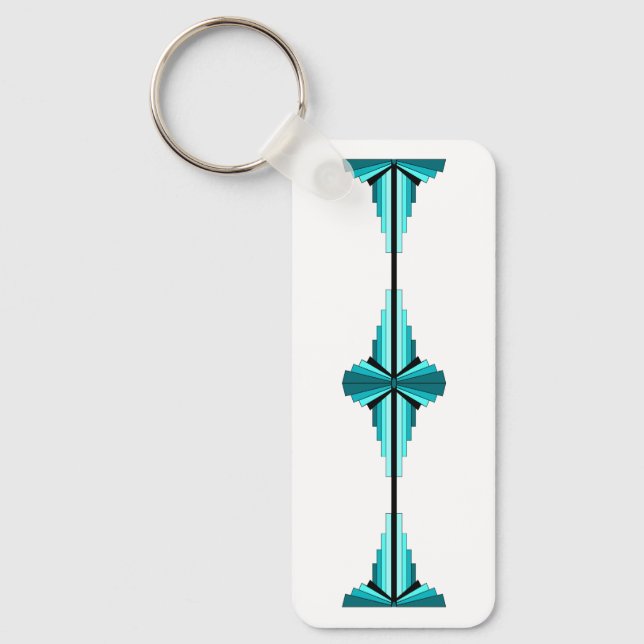 Art deco elements in teal green key ring (Front)