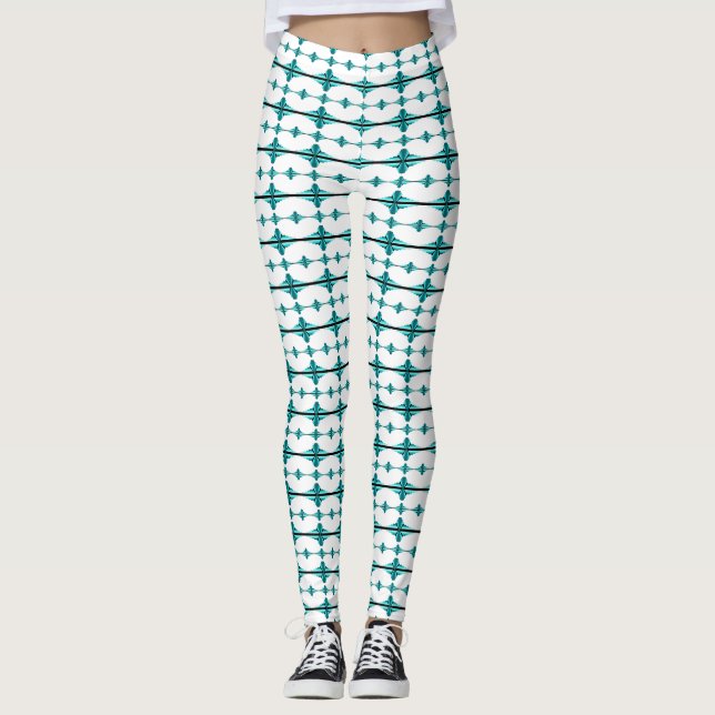 Art deco elements in teal green leggings (Front)