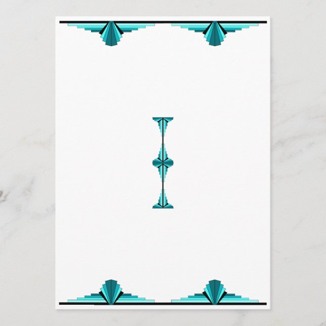 Art deco elements in teal green menu (Front)