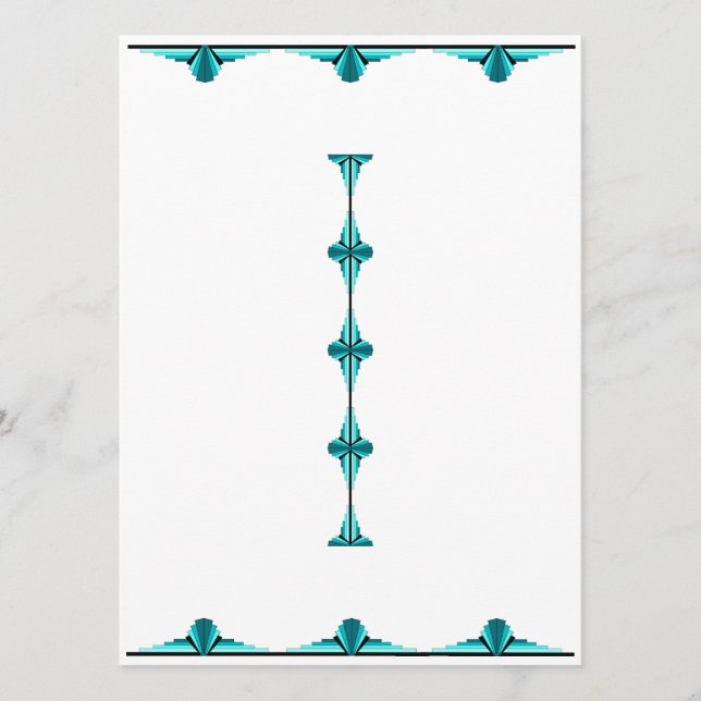 Art deco elements in teal green menu (Front)