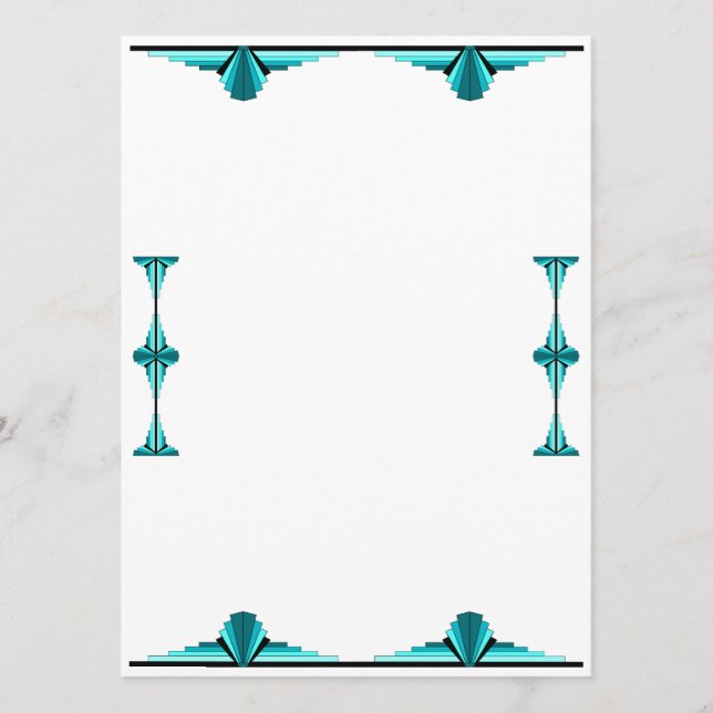 Art deco elements in teal green menu (Front)