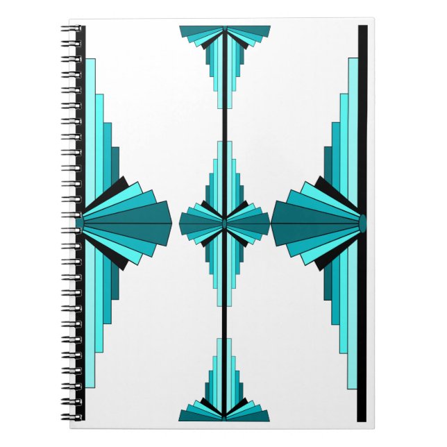 Art deco elements in teal green notebook (Front)