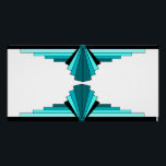 Art deco elements in teal green poster<br><div class="desc">A classic art deco style pattern created in teal green. The art deco style was popularised during the 1920s and 1930s.</div>