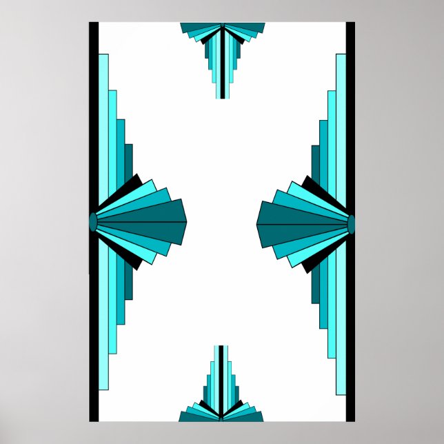 Art deco elements in teal green poster (Front)