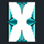 Art deco elements in teal green poster<br><div class="desc">A classic art deco style pattern created in teal green. The art deco style was popularised during the 1920s and 1930s.</div>