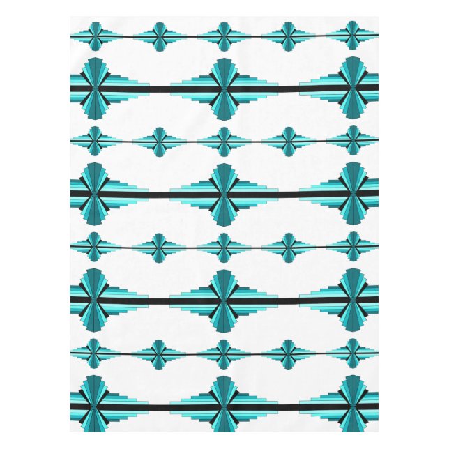 Art deco elements in teal green tablecloth (Front)