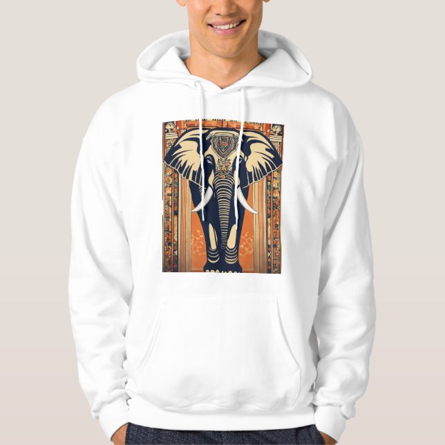 Art Deco  elephant,  Hoodie (Front)