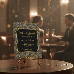 Art Deco Embroidered-Style Wedding Invitation