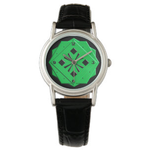 Art Deco emerald green geometric pattern Watch