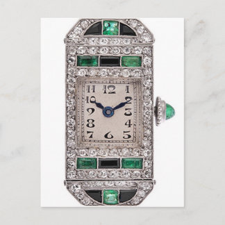 Art Deco Emeralds and Diamonds Watch Postcard