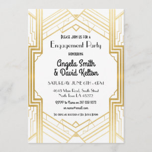 Art Deco Engagement Invitations Gatsby 1920's