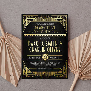 Art Deco Engagement Party Foil Invitation