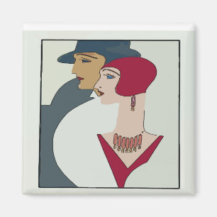 Art Deco Faces, add text Magnet