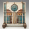 Art Deco Fan and Circle Teal Tan Rusty