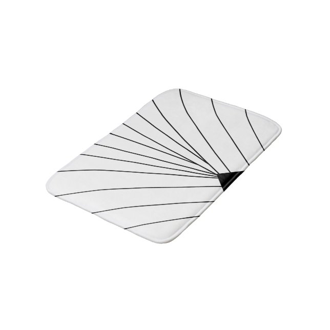 Art Deco Fan Design Black And White Bath Mat (Angled)