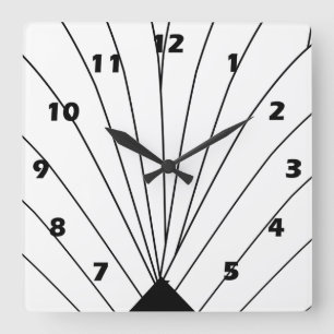 Art Deco Fan Design Black And White Square Wall Clock