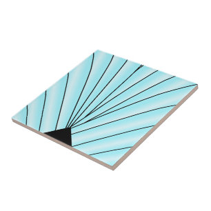 Art Deco Fan Design Blue Tile