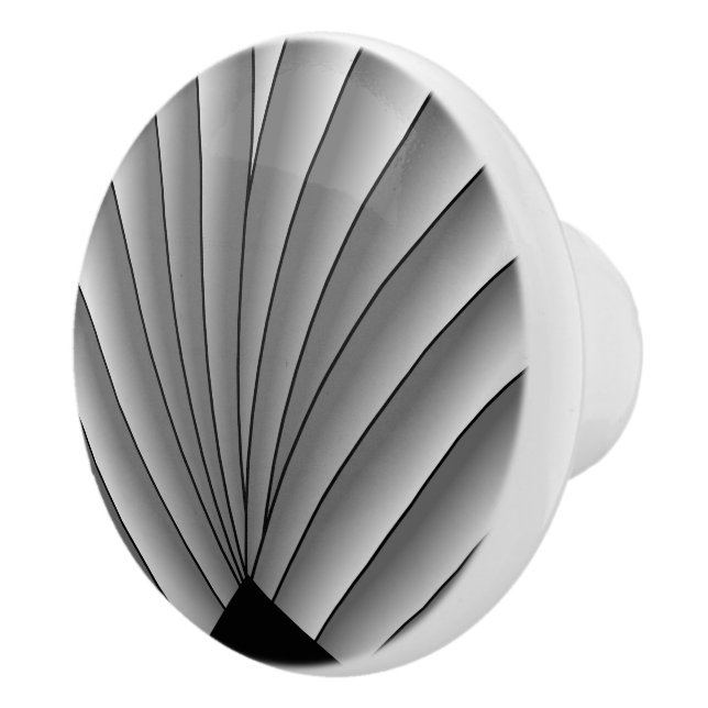 Art Deco Fan Design Grey Ceramic Knob (Right)