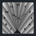 Art Deco Fan Design Grey Square Wall Clock<br><div class="desc">Wall clock art deco design that you can customise with any text of your choice. Should you require any help with customising then contact us through the link on this page. Art deco wall clock.</div>