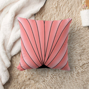Art Deco Fan Design Pink Throw Pillow