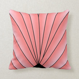 Art Deco Fan Design Pink Throw Pillow